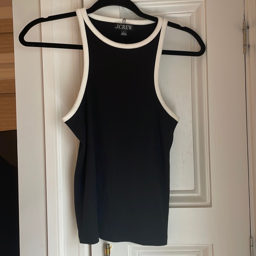 J crew racer back black/white  tee